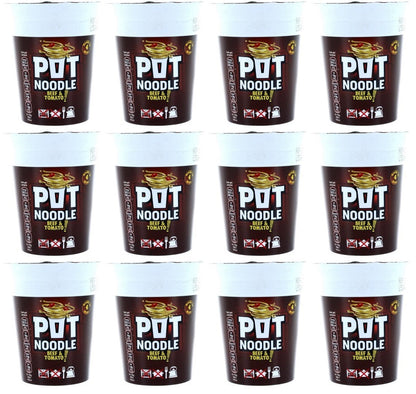 12 x Pot Noodle  Instant Snack Beef & Tomato 90 G