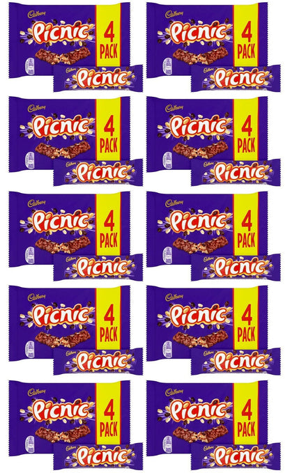 10 x Cadbury Picnic Chocolate Bar 4 Pack 152G