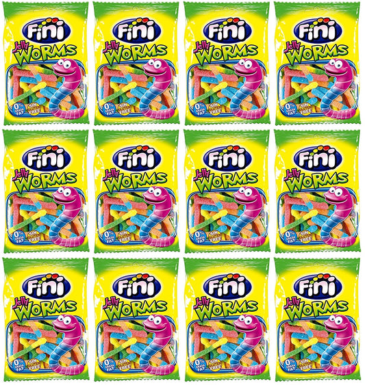 12 x Fini Fizzy Worms Bags
