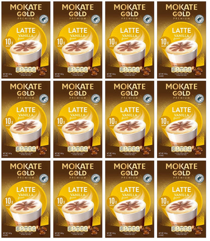 12 x Mokate Gold Premium Latte Vanilla 10 Sachets - 140GM