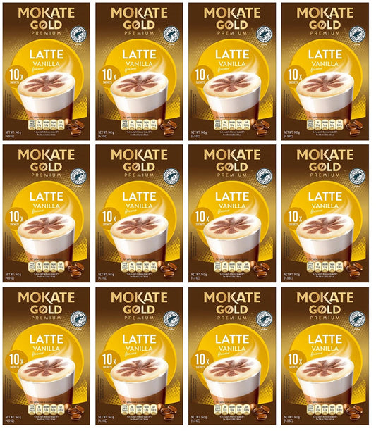 12 x Mokate Gold Premium Latte Vanilla 10 Sachets - 140GM