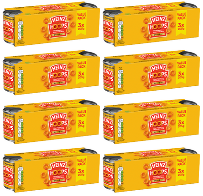 8 x Heinz Spaghetti Hoops Triple Pack 3X205Gr