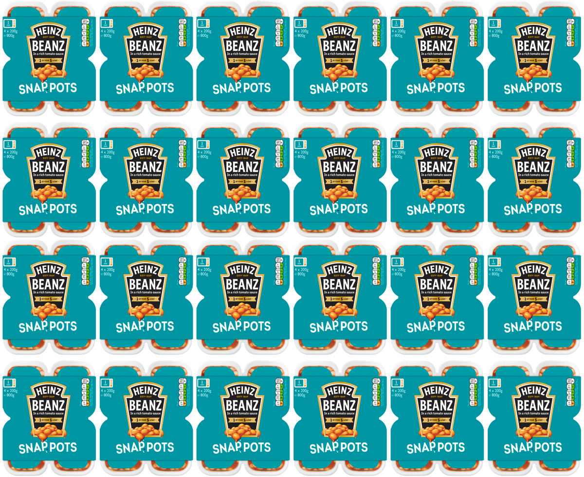 24 x Heinz Snap Pots Baked Beans 200Gm (6 x 4 Pots)