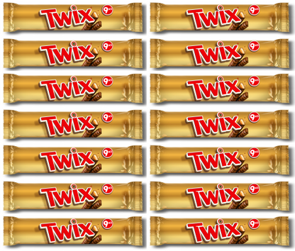 14 x Twix Chocolate Biscuit Twin Bars Multipack 9Pk 360Gm