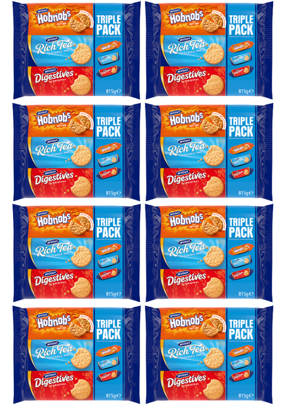 8 x Mcvities Triple Pack Hobnobs Digestives Rich Tea 900G