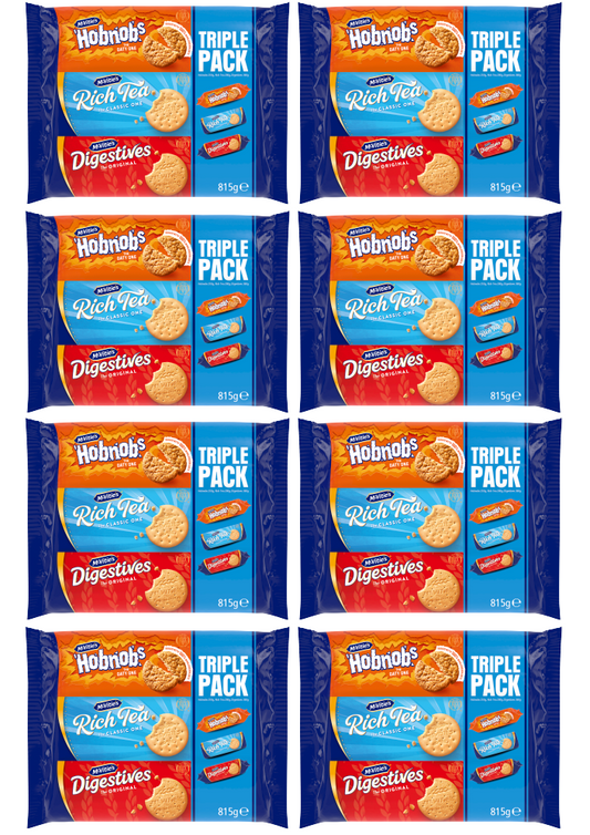 8 x Mcvities Triple Pack Hobnobs Digestives Rich Tea 900G