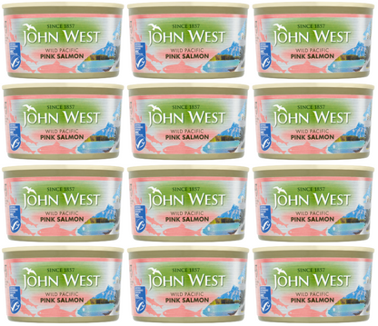 12 x John West Pink Salmon Wild Pacific - 213Gm