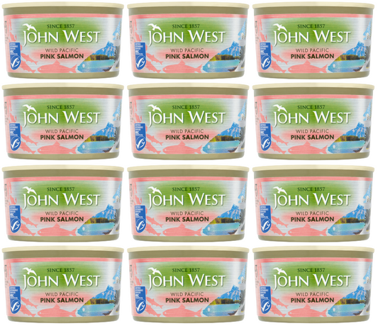 12 x John West Pink Salmon Wild Pacific - 213Gm