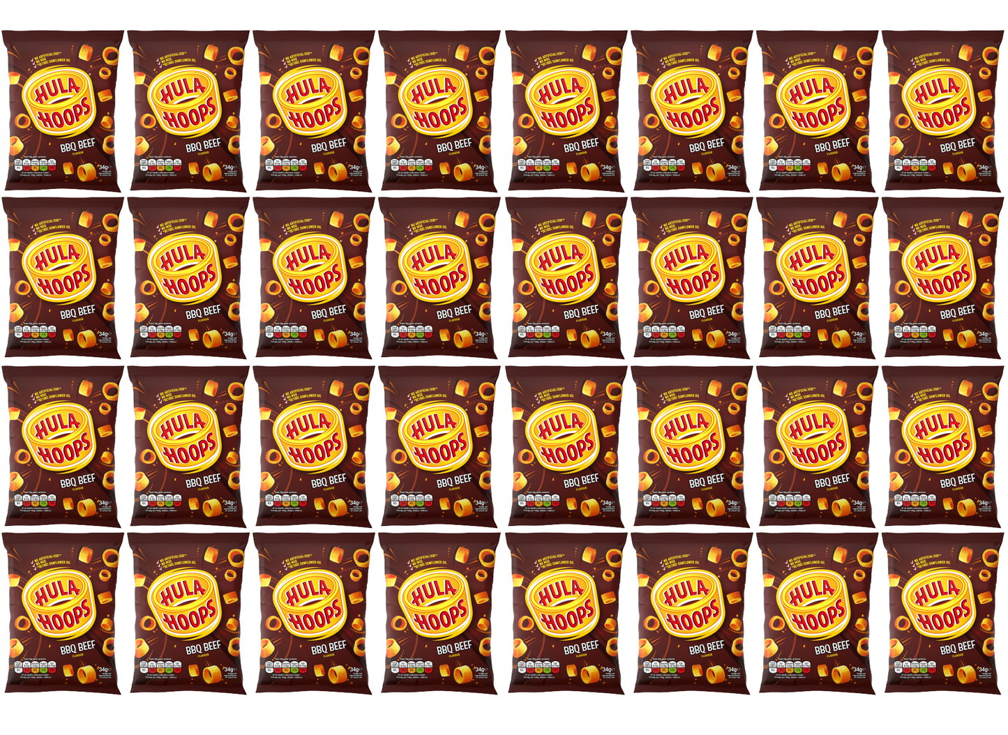 32 x Hula Hoops Bbq Beef 34Gm