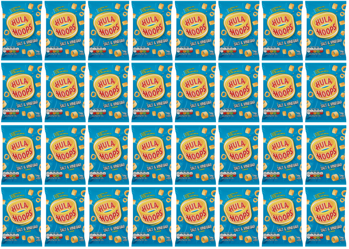 32 x Hula Hoops Salt & Vinegar 34Gm