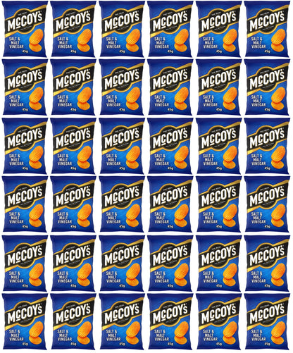 36 x Mccoy's Ridge Cut Salt & Malt Vinegar Flavour Potato Crisps 45G