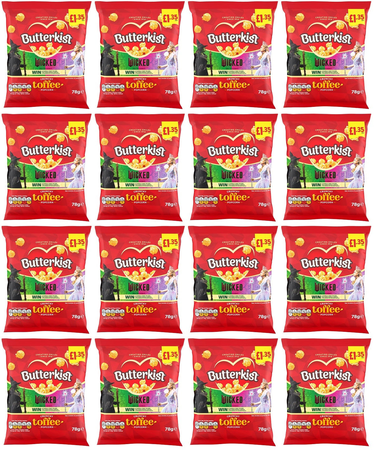 16 x Butterkist Crunchy Toffee Popcorn - 78GM