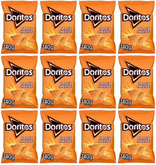 12 x Doritos Tangy Cheese Tortilla Chips Sharing Bag Crisps 140G