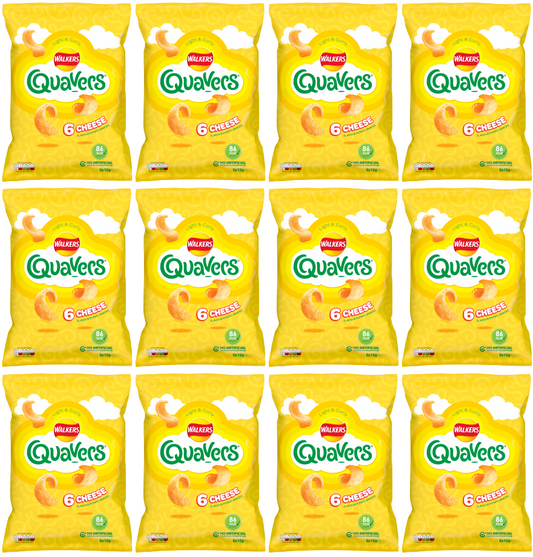 12 x Walkers Quavers Cheese 6Pk 6X16Gm