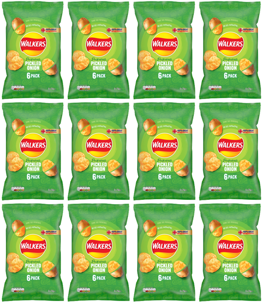 12 x Walkers Pickled Onion 6Pk 6X25Gm