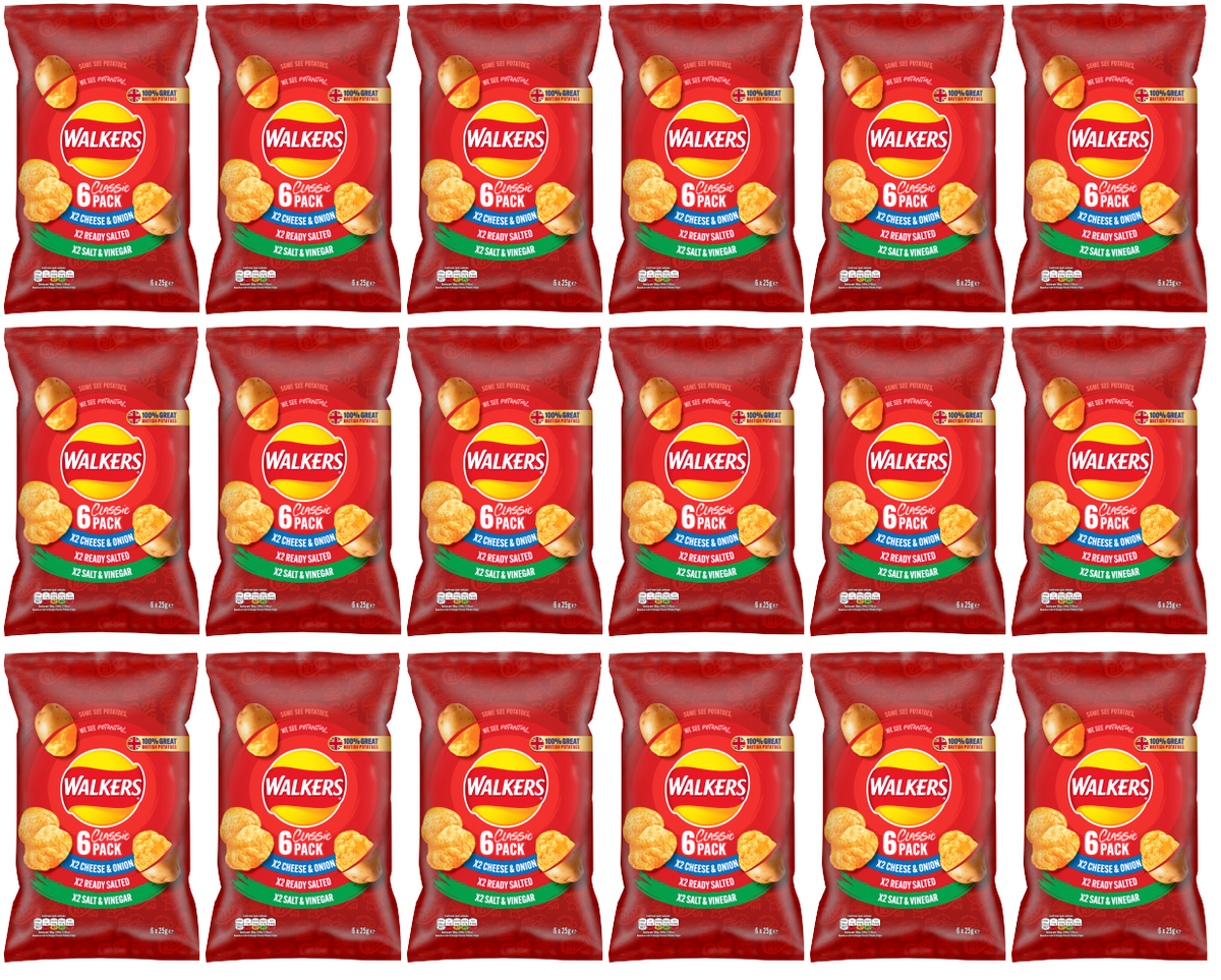 18 x Walkers Variety 6Pk 6X25Gm