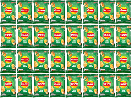 32 x Walkers Salt & Vinegar 32.5Gm