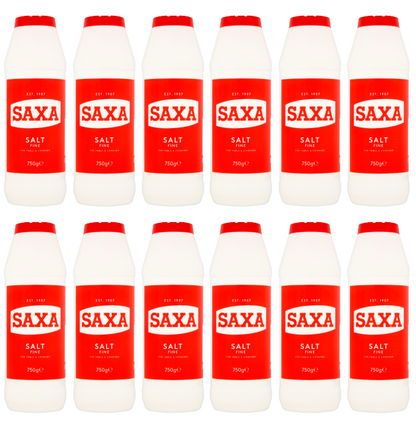 12 x Saxa Salt (Poly Bottle ) 750Gm