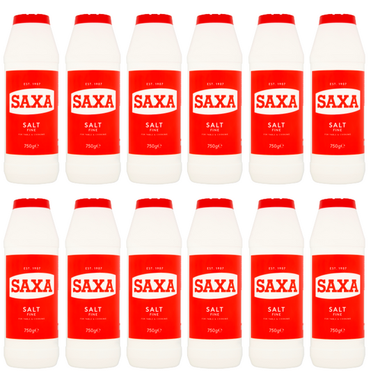 12 x Saxa Salt (Poly Bottle ) 750Gm