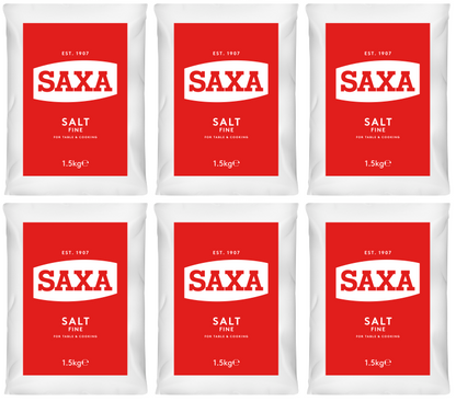 6 x Saxa Cooking Salt Polybag 1.5Kg