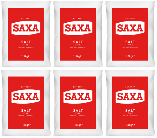 6 x Saxa Cooking Salt Polybag 1.5Kg
