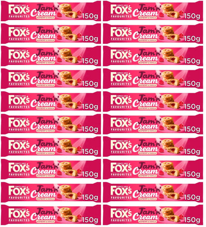 20 x Fox's Favourites Jam  N  Cream Raspberry & Vanilla 150G