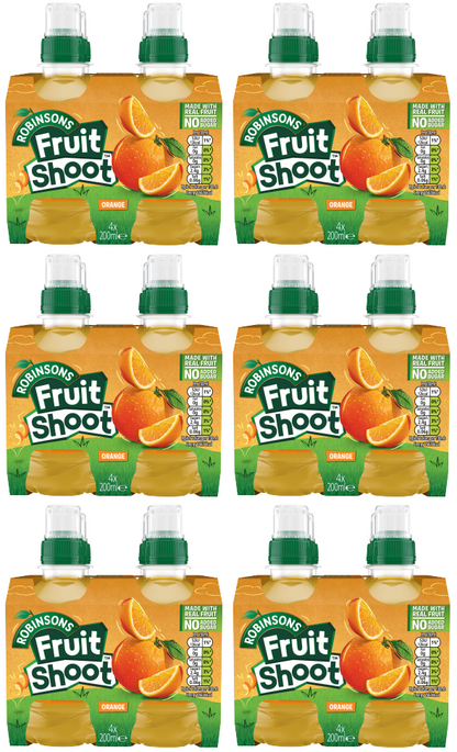 6 x Fruit Shoot 4Pk Orange 4X200M