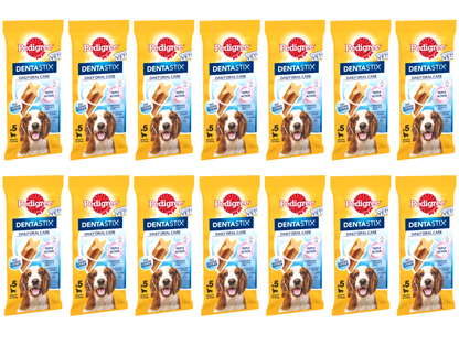 14 x Pedigree Dentastix Daily Dental Chews Med Dog 5Sti 128Gm