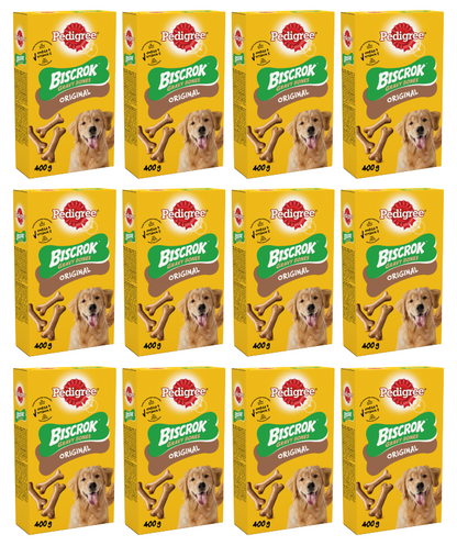 12 x Pedigree Biscrok Gravy Bones Dog Biscuit Treats 400G