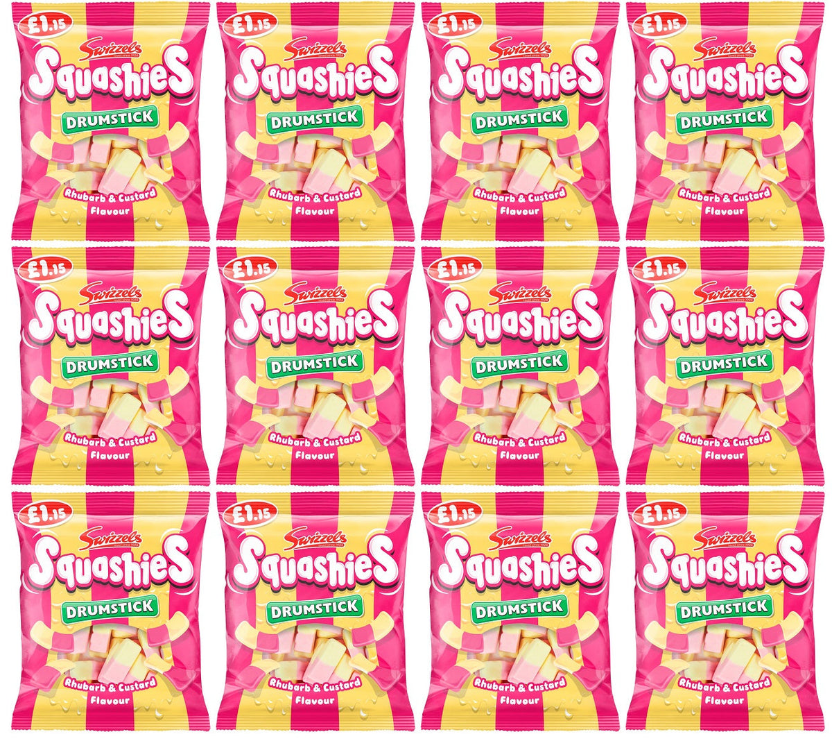 12 X Swizzels Squashies Drumstick Rhubarb & Custard 120G