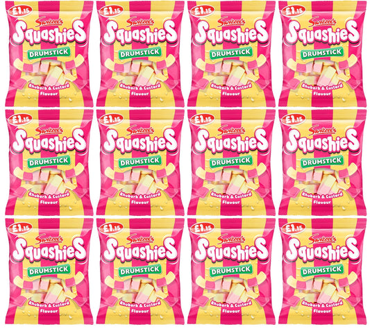 12 X Swizzels Squashies Drumstick Rhubarb & Custard 120G