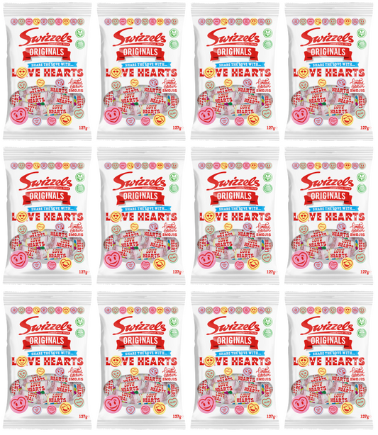 12 x Swizzels - Originals Love Hearts 127Gm