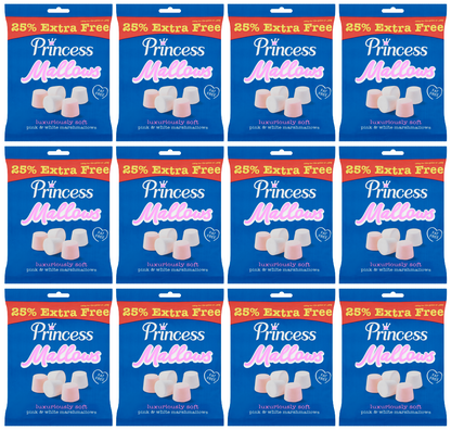 12 x Princess Marshmallows Pink & White +25% Free 187.5G