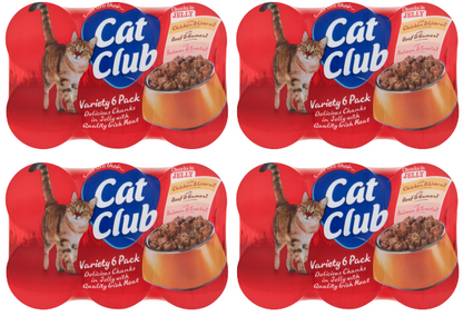 4 x Cat Club Variety Chunks In Jelly 6Pk 6X400G