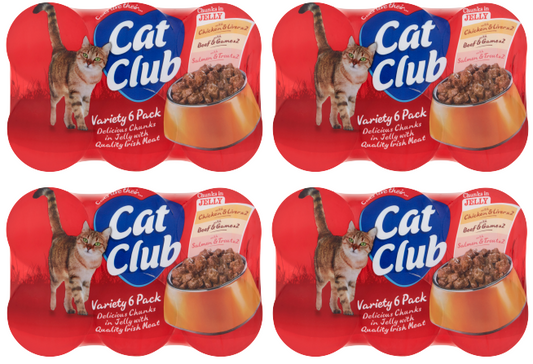 4 x Cat Club Variety Chunks In Jelly 6Pk 6X400G