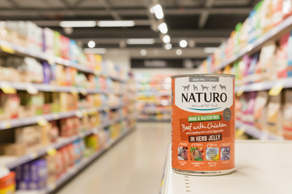12 X Naturo Beef With Chicken Cans In Jelly 390G