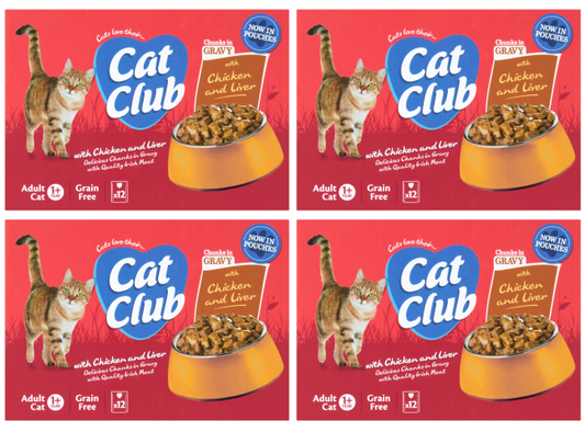 4 x Cat Club Multipack In Gravy 12 Pouch 12X100G
