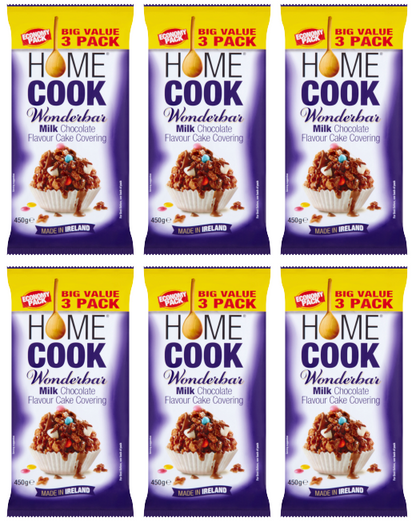6 x Homecook Wonderbar Milk Choc  3 Pack - 450G