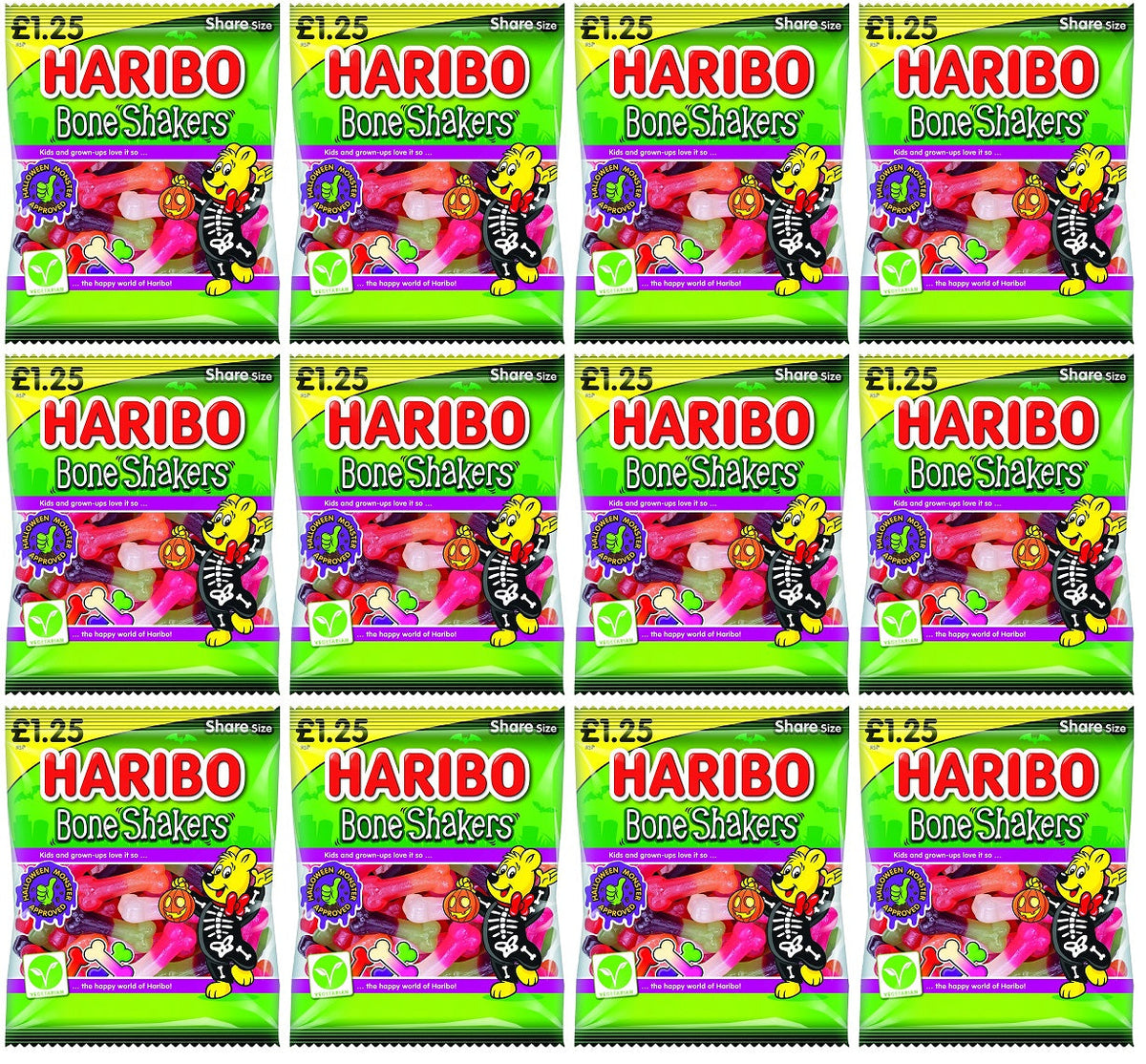 12 x Haribo Bone Shakers Bag - 140GM