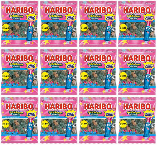 12 x Haribo Bubblegum Bottles Zing - 140GM