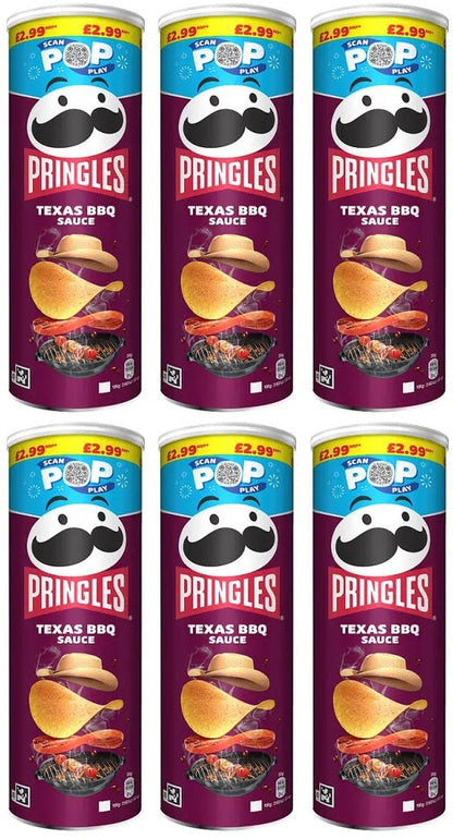 6 x Pringles Texas Bbq - 165GM