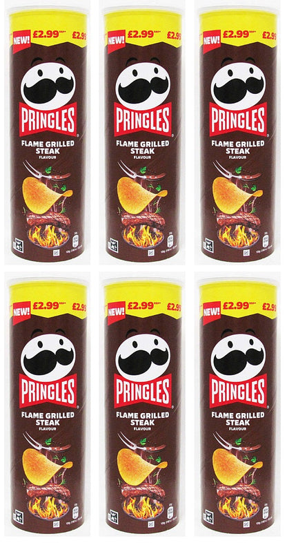 6 x Pringles Flame Grilled Steak - 165GM