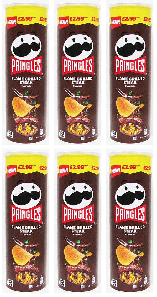 6 x Pringles Flame Grilled Steak - 165GM