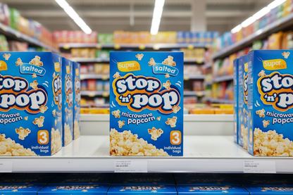 16 x Stop N Pop Microwave Popcorn Salted 3X85Gm