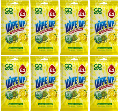 8 x Go Local Anti Bacterial Wipes Lemon - 50 PACK