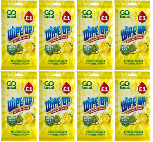8 x Go Local Anti Bacterial Wipes Lemon - 50 PACK