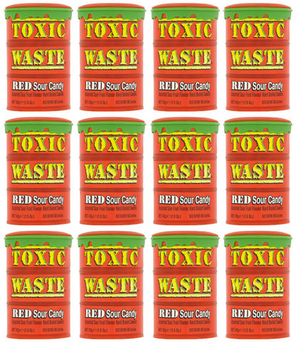 12 x Toxic Waste - Red Sour Candy 42Gm
