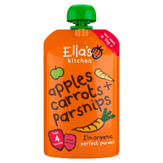 7 X Ellas Kitchen Stage 1 Carrots Apples & Parsnips 120Gm