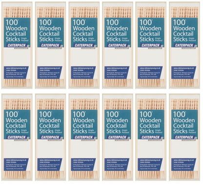12 x Cocktail Sticks Wooden 100 Pack