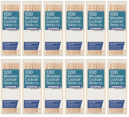 12 x Cocktail Sticks Wooden 100 Pack
